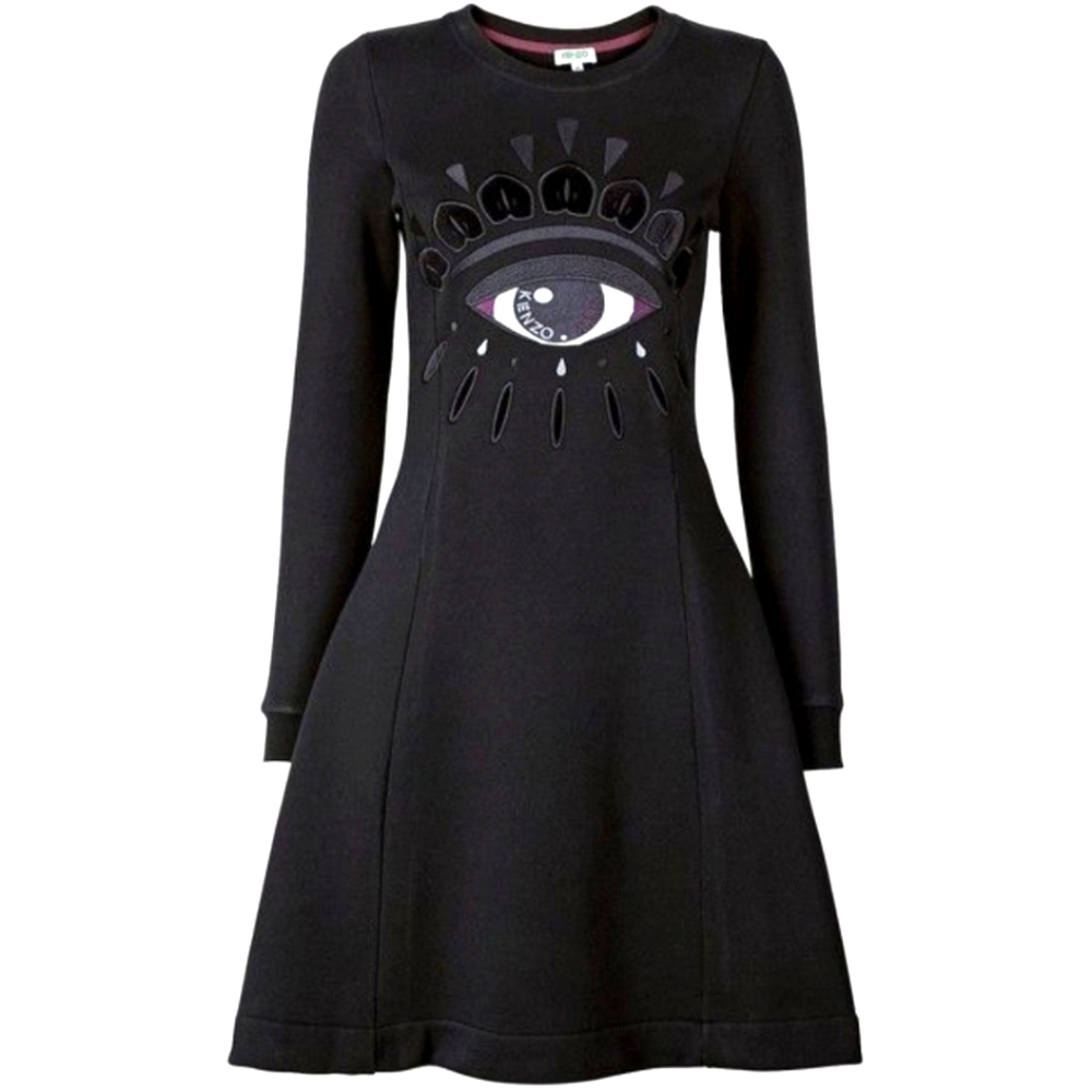 Kenzo Paris Evil Eye Fit & Flare Dress In Black, Size S